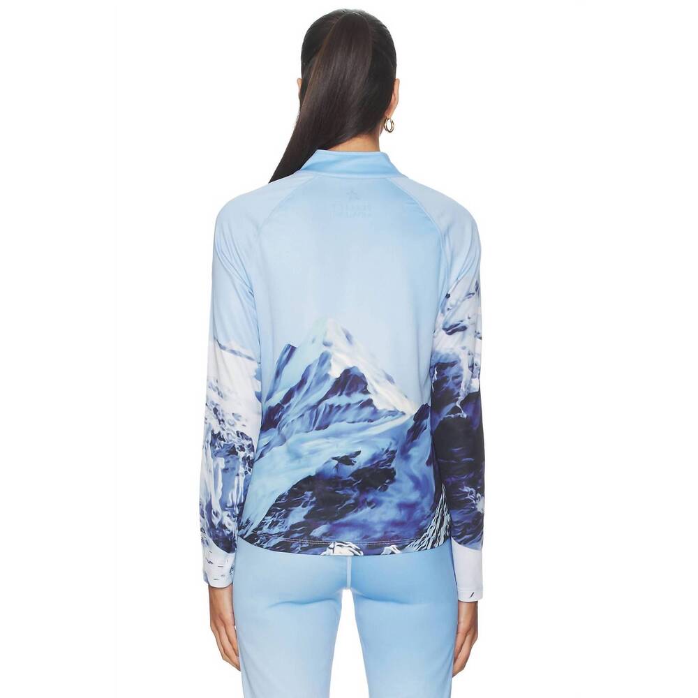 NEW PERFECT MOMENT quarter zip base layer top in ski lift blue - Picture 3 of 3